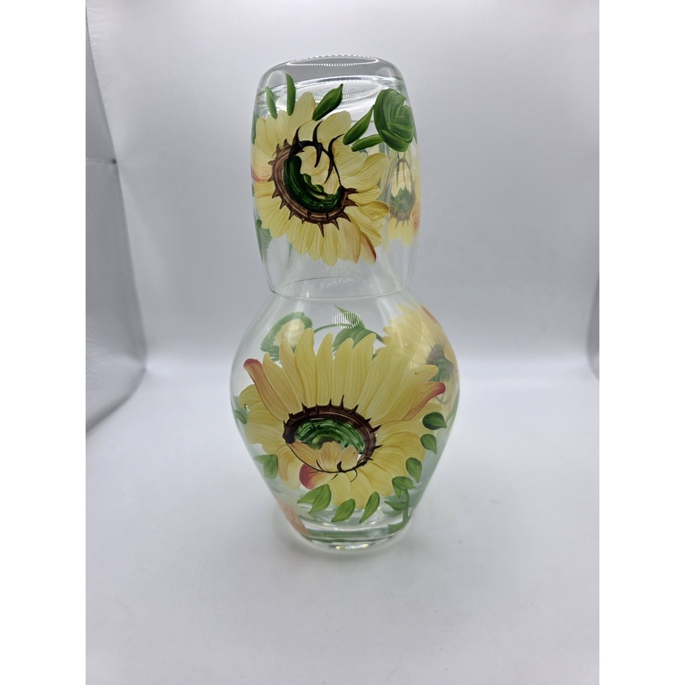 Hand Painted Bedside Carafe And Matching Tumbler, Royal Danube Crystal Tumble Up